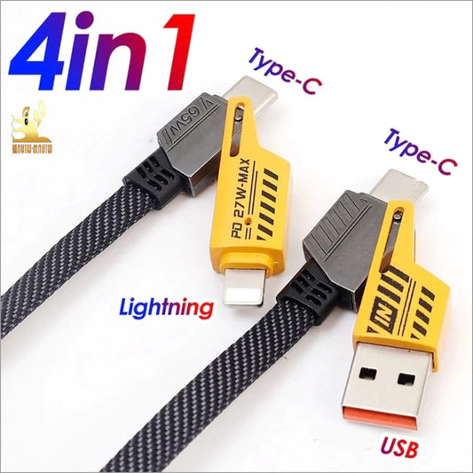 4-in-1 Fast Charging Cable – 1M, 27W, Nylon Braided | USB-C, iPhone, Android Compatible